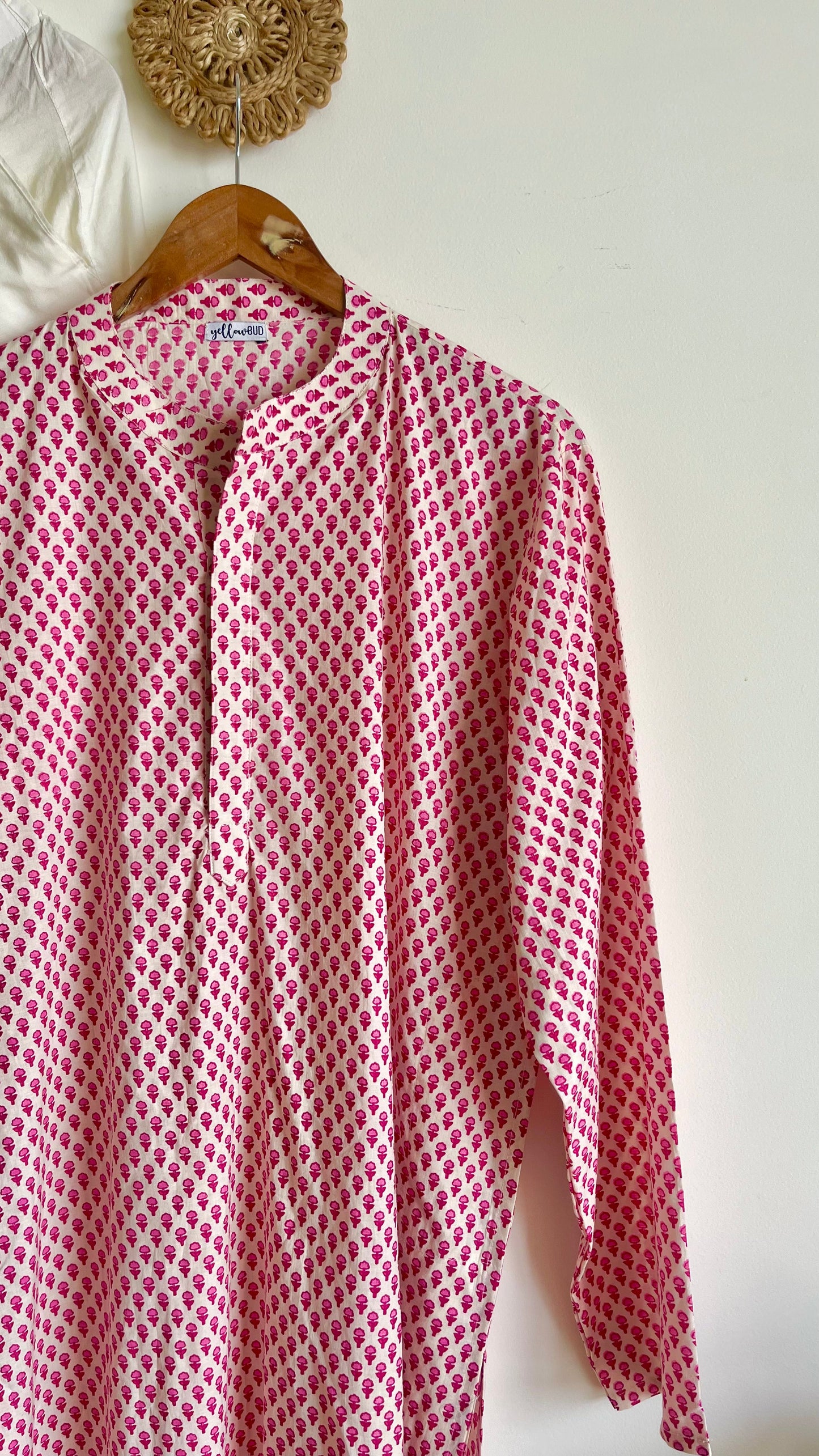 Pink Motif Kurta - L