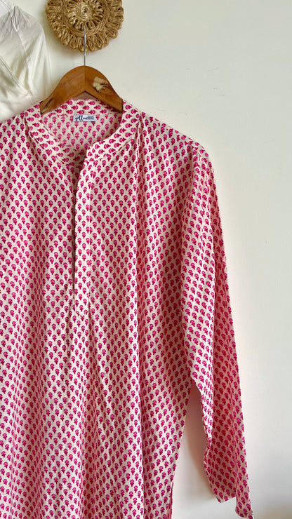 Pink Motif Kurta - L