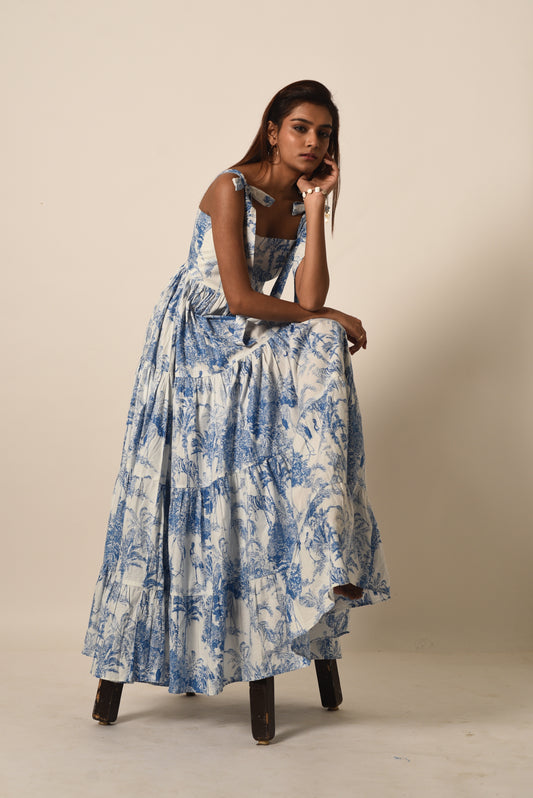 Amalfi Blue Tiered Dress