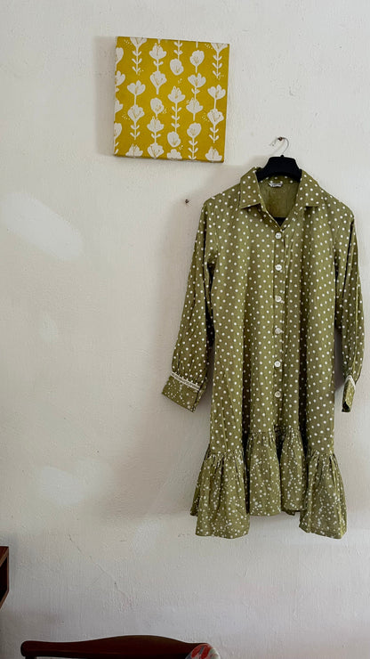 Philly Green Shirt Dress -Size M